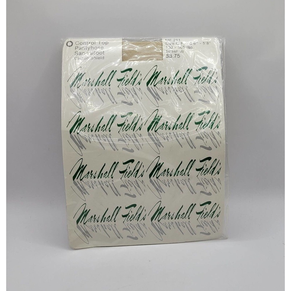 Vintage Marshall Field's Seashell Beige Control Top Pantyhose Sandalfoot Size C